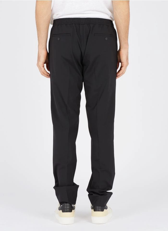 Sandro Slim-fit Broek Van Wol En Flanel Met Elastische Taille | Zwart 5 Sandro Slim-fit Broek Van Wol En Flanel Met Elastische Taille | Zwart - Afbeelding 3