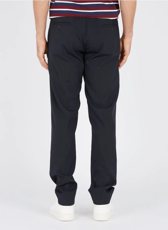 Sandro Slim-fit Broek Van Wol En Flanel Met Elastische Taille | Blauw 5 Sandro Slim-fit Broek Van Wol En Flanel Met Elastische Taille | Blauw - Afbeelding 4