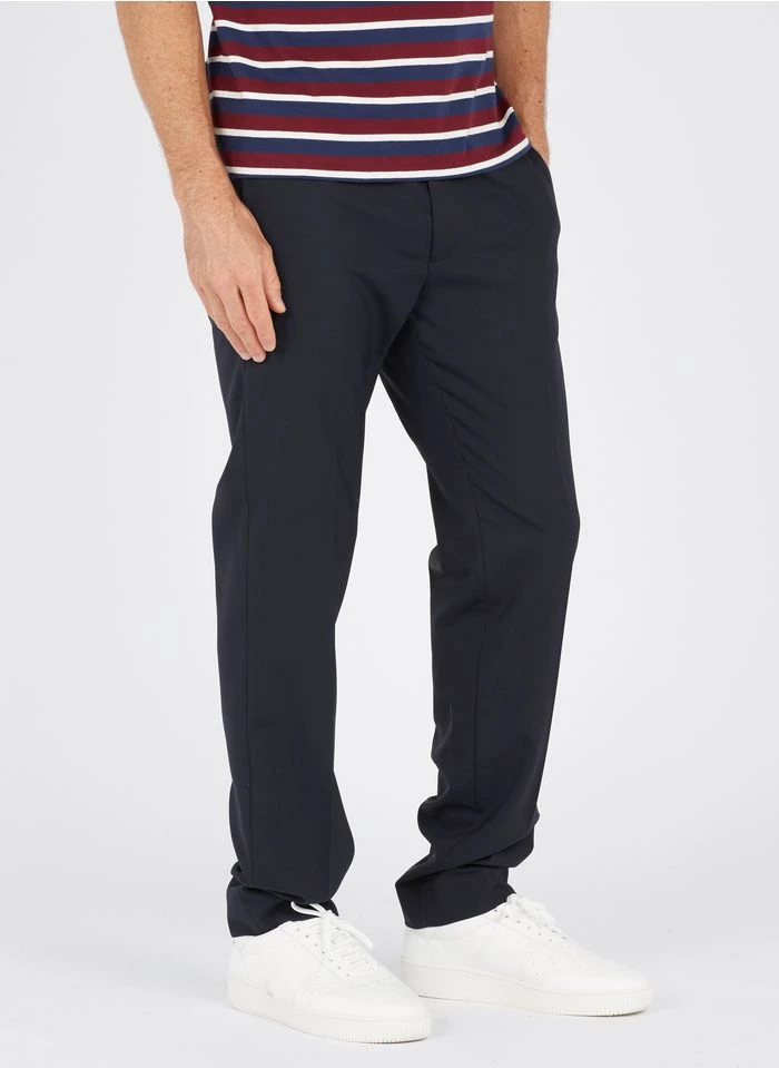 Sandro Slim-fit Broek Van Wol En Flanel Met Elastische Taille | Blauw 4 Sandro Slim-fit Broek Van Wol En Flanel Met Elastische Taille | Blauw - Afbeelding 3