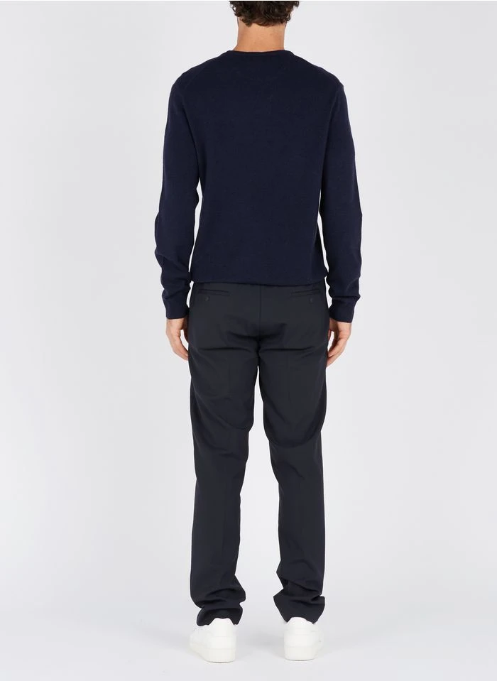 Sandro Slim-fit Broek Van Wol En Flanel Met Elastische Taille | Blauw 13 Sandro Slim-fit Broek Van Wol En Flanel Met Elastische Taille | Blauw - Afbeelding 12