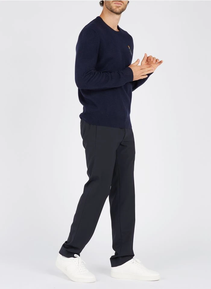 Sandro Slim-fit Broek Van Wol En Flanel Met Elastische Taille | Blauw 12 Sandro Slim-fit Broek Van Wol En Flanel Met Elastische Taille | Blauw - Afbeelding 11