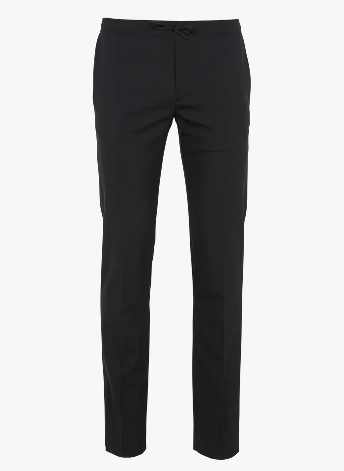 Sandro Slim-fit Broek Van Wol En Flanel Met Elastische Taille | Zwart 3 Sandro Slim-fit Broek Van Wol En Flanel Met Elastische Taille | Zwart