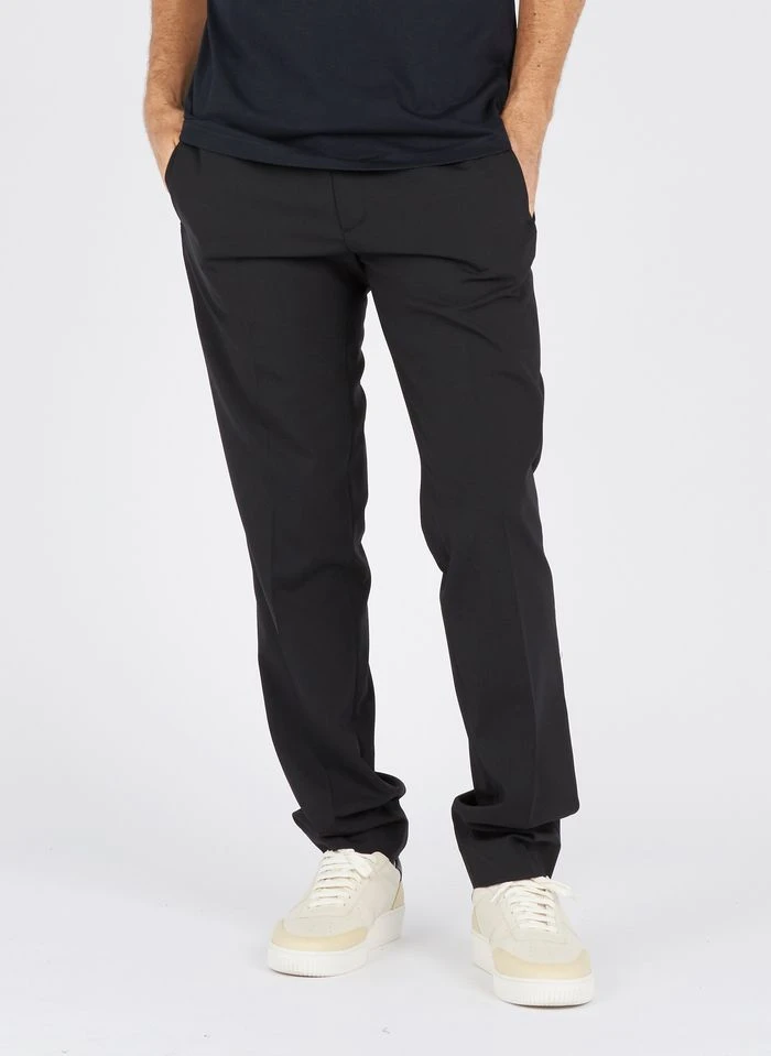 Sandro Slim-fit Broek Van Wol En Flanel Met Elastische Taille | Zwart 6 Sandro Slim-fit Broek Van Wol En Flanel Met Elastische Taille | Zwart - Afbeelding 4