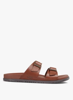 Ugg WAINSCOTT BUCKLE SLIDE - Leren Muiltjes Met Riempjes | Bruin