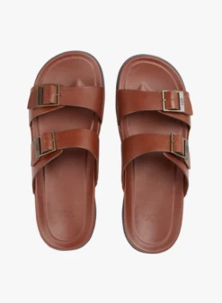 Ugg WAINSCOTT BUCKLE SLIDE - Leren Muiltjes Met Riempjes | Bruin -Havaianas Shop 3056084