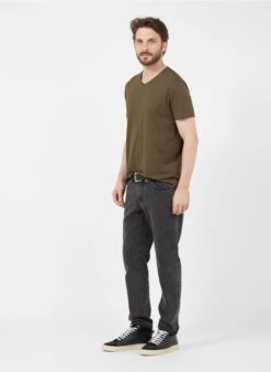 Ikks Slim-fit T-shirt Van Gevlamd Katoen Met V-hals | Kaki -Havaianas Shop 3060271