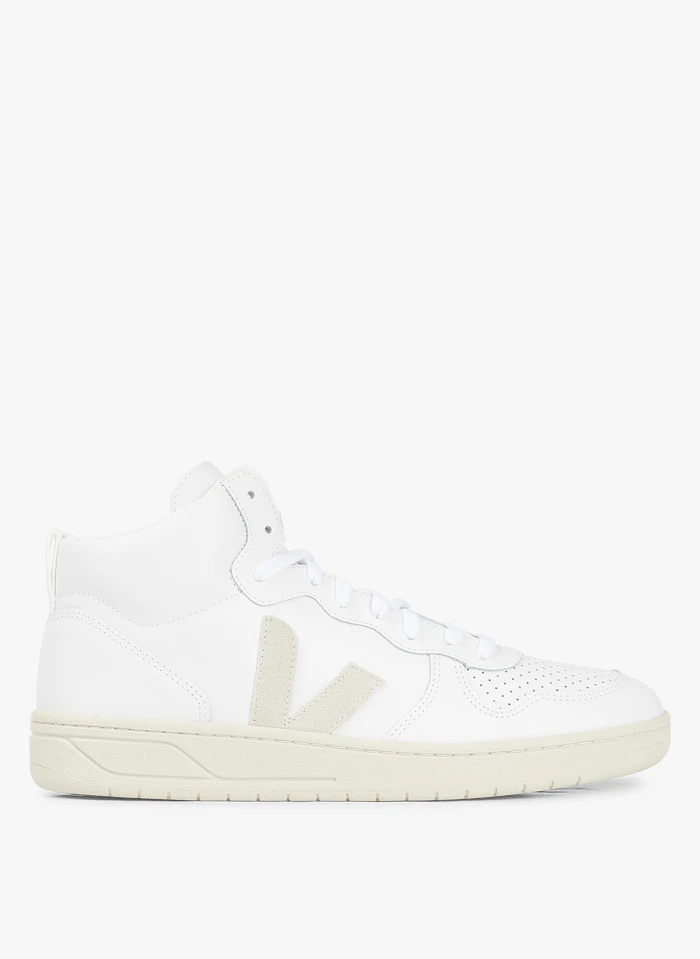 Veja V-15 - Hoge, Leren Sneakers | Wit 3 Veja V-15 - Hoge, Leren Sneakers | Wit