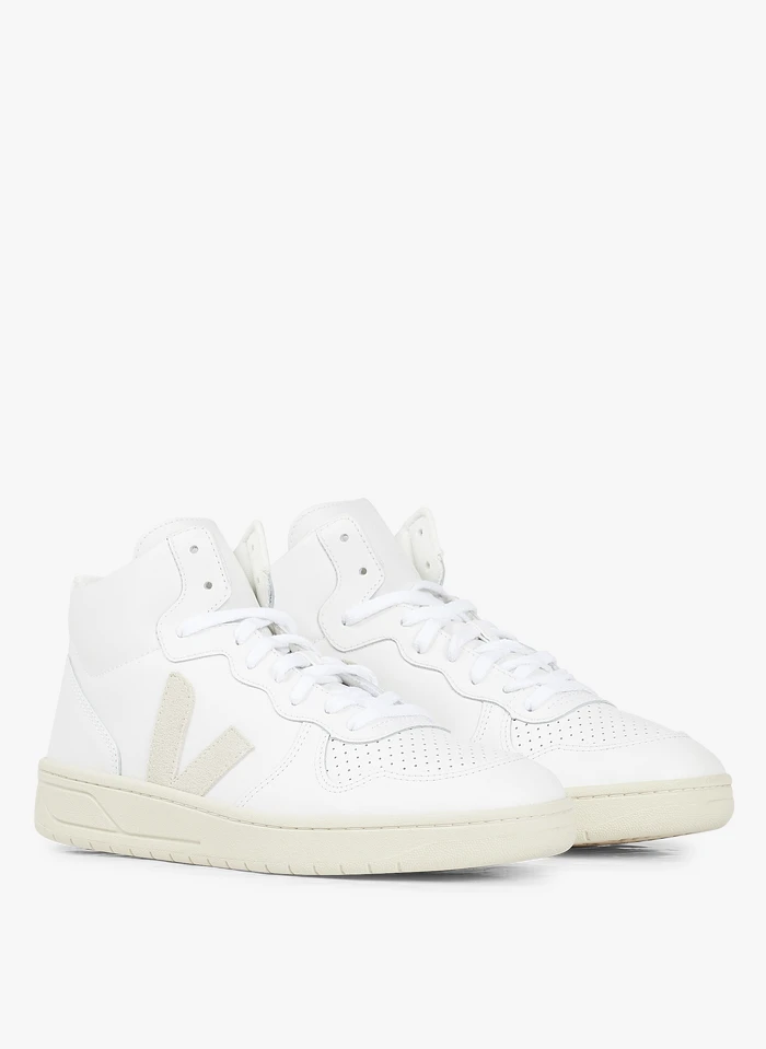 Veja V-15 - Hoge, Leren Sneakers | Wit 4 Veja V-15 - Hoge, Leren Sneakers | Wit - Afbeelding 2