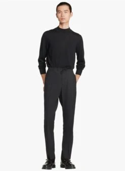 Sandro Slim-fit Broek Van Wol En Flanel Met Elastische Taille | Zwart 26 Sandro Slim-fit Broek Van Wol En Flanel Met Elastische Taille | Zwart -Havaianas Shop 3838609