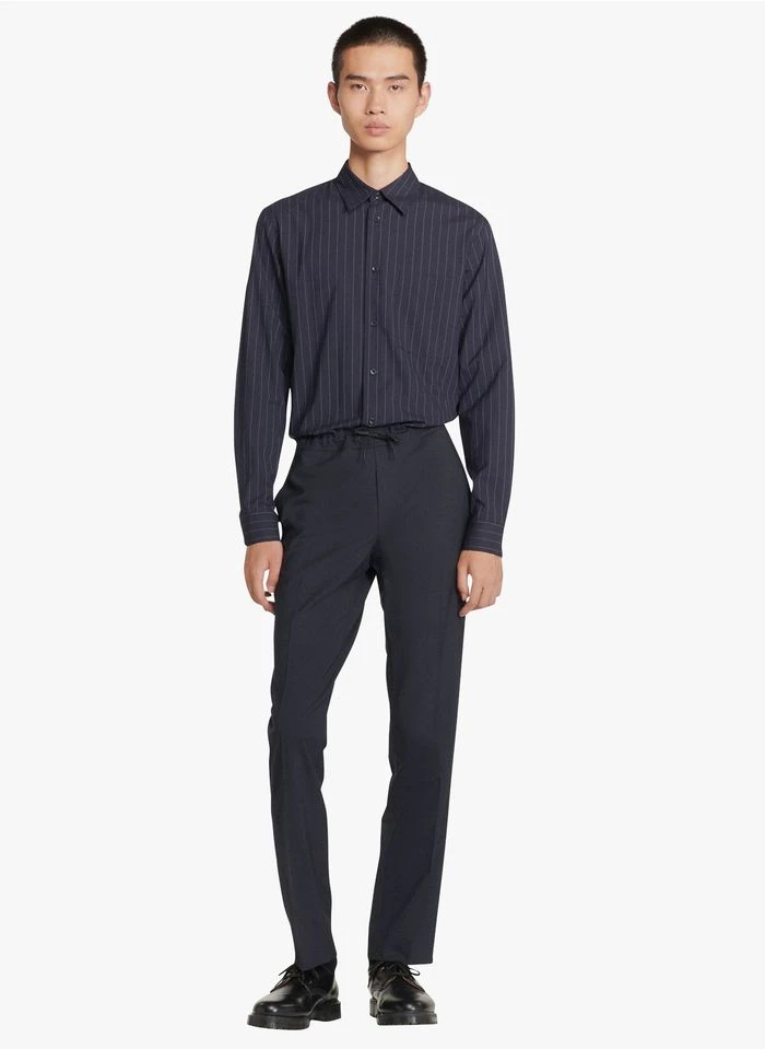 Sandro Slim-fit Broek Van Wol En Flanel Met Elastische Taille | Blauw 14 Sandro Slim-fit Broek Van Wol En Flanel Met Elastische Taille | Blauw - Afbeelding 13