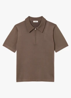 Sandro PABLO ZIP - T-shirt Met Korte Mouw En Polokraagje Met Rits | Beige