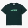 Sandro RETRO - Katoenen T-shirt Met Ronde Hals En Geborduurd Logo | Groen -Havaianas Shop 3990706