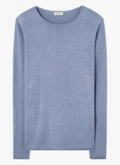 American Vintage MARCEL - Regular-fit, Katoenen T-shirt Met Ronde Hals En Lange Mouw | Blauw