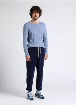 American Vintage PADOW - Katoenen Geribde Broek | Blauw -Havaianas Shop 4016729 1