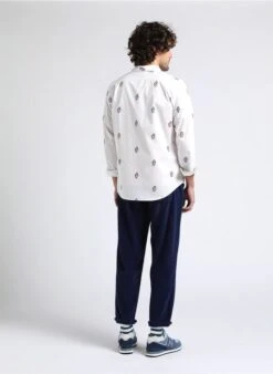 American Vintage PADOW - Katoenen Geribde Broek | Blauw -Havaianas Shop 4016731