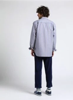 American Vintage PADOW - Katoenen Geribde Broek | Blauw -Havaianas Shop 4016751