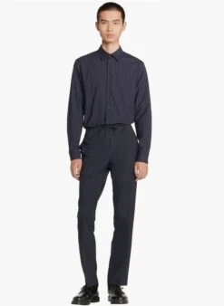 Sandro Slim-fit Broek Van Wol En Flanel Met Elastische Taille | Blauw 28 Sandro Slim-fit Broek Van Wol En Flanel Met Elastische Taille | Blauw -Havaianas Shop 4036811