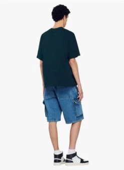 Sandro RETRO - Katoenen T-shirt Met Ronde Hals En Geborduurd Logo | Groen -Havaianas Shop 4036920