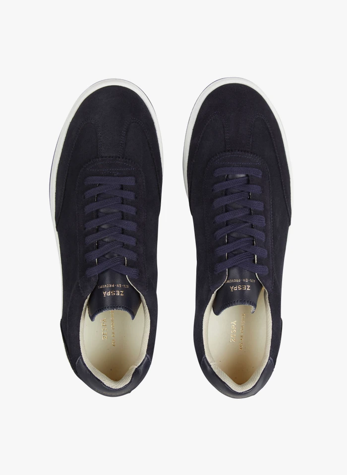 Lage, Leren Sneakers Met Vetersluiting | Blauw 5 Lage, Leren Sneakers Met Vetersluiting | Blauw - Afbeelding 3