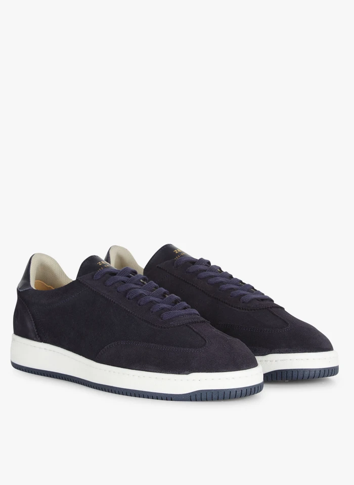 Lage, Leren Sneakers Met Vetersluiting | Blauw 4 Lage, Leren Sneakers Met Vetersluiting | Blauw - Afbeelding 2
