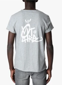 Zadig & Voltaire MONASTIR - Katoenen T-shirt Met Zeefdruk Op De Rug | Grijs -Havaianas Shop 4042489