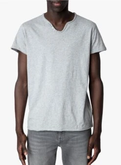 Zadig & Voltaire MONASTIR - Katoenen T-shirt Met Zeefdruk Op De Rug | Grijs -Havaianas Shop 4042491