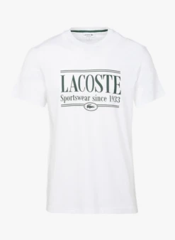 Lacoste Katoenen T-shirt Met Ronde Hals En Zeefdruk | Wit