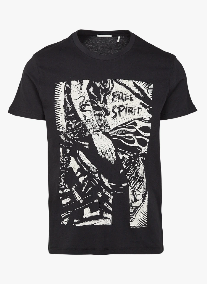 Ikks Regular-fit, Katoenen T-shirt Met Ronde Hals En Zeefdruk | Zwart 3 Ikks Regular-fit, Katoenen T-shirt Met Ronde Hals En Zeefdruk | Zwart