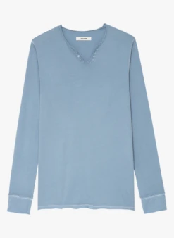 Zadig & Voltaire MONASTIR - Katoenen T-shirt Met Tuniekhals | Blauw