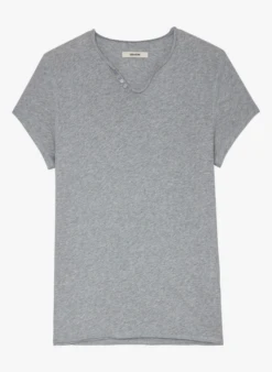Zadig & Voltaire MONASTIR - Katoenen T-shirt Met Zeefdruk Op De Rug | Grijs