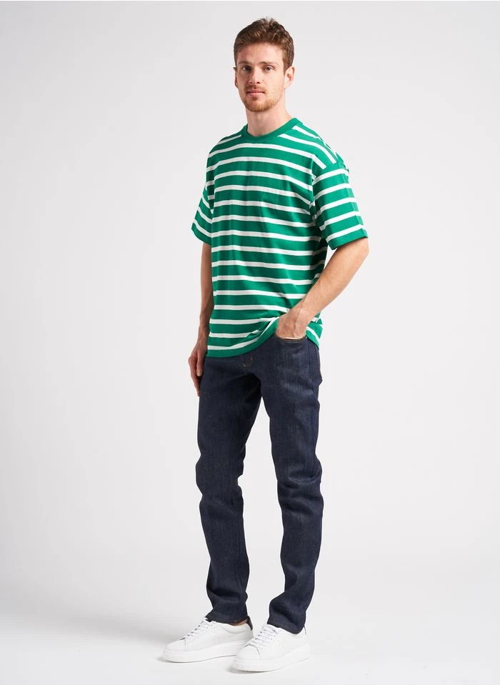 Minimum KILA - Regular-fit, Gestreept T-shirt Van Biokatoen Met Ronde Hals | Groen 5 Minimum KILA - Regular-fit, Gestreept T-shirt Van Biokatoen Met Ronde Hals | Groen - Afbeelding 3