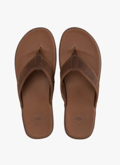 Ugg SEASIDE FLIP LEATHER - Platte, Leren Sandalen | Bruin -Havaianas Shop 4115635
