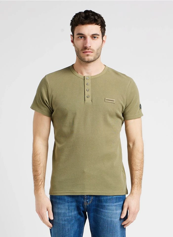 LE TEMPS DES CERISES TALEM - Regular-fit T-shirt Van Piquékatoen | Kaki 4 LE TEMPS DES CERISES TALEM - Regular-fit T-shirt Van Piquékatoen | Kaki - Afbeelding 2