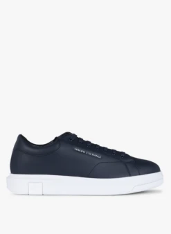 Armani Exchange Lage, Gladde, Leren Sneakers | Blauw