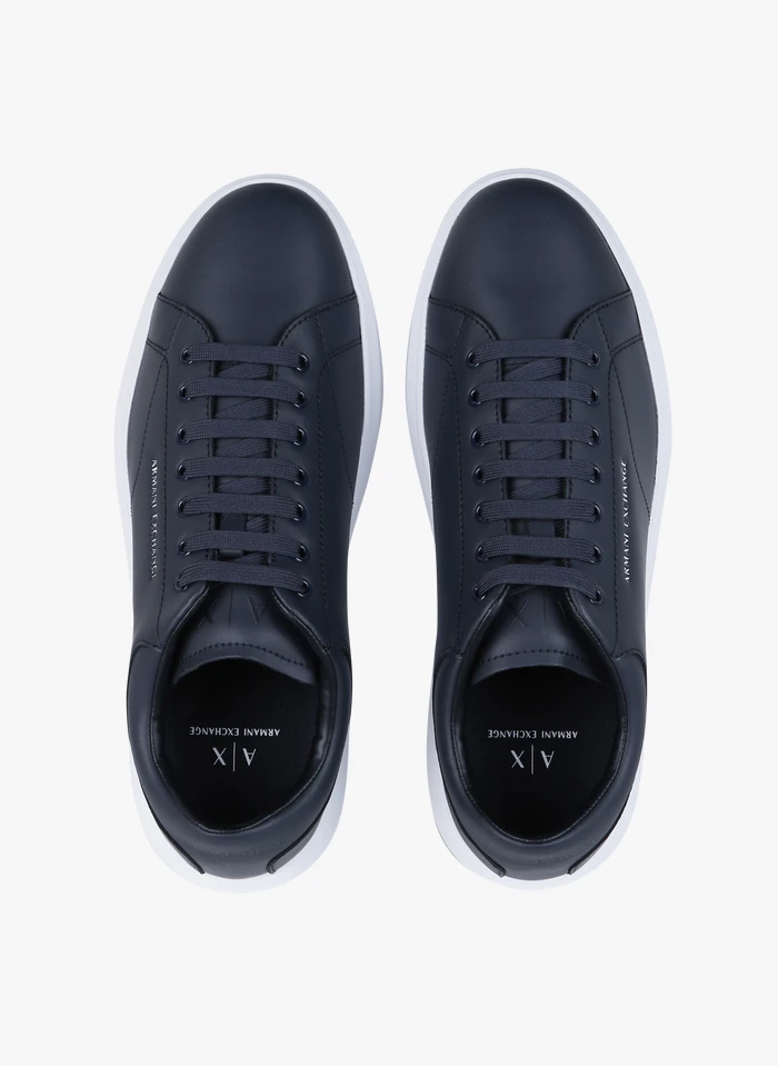 Armani Exchange Lage, Gladde, Leren Sneakers | Blauw 5 Armani Exchange Lage, Gladde, Leren Sneakers | Blauw - Afbeelding 3