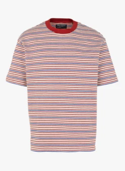 Marc O'Polo Gestreept, Katoenen T-shirt Met Ronde Hals | Rood