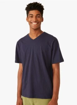 HAMILTON - Regular-fit, Katoenen T-shirt Met V-hals | Blauw -Havaianas Shop 4175542