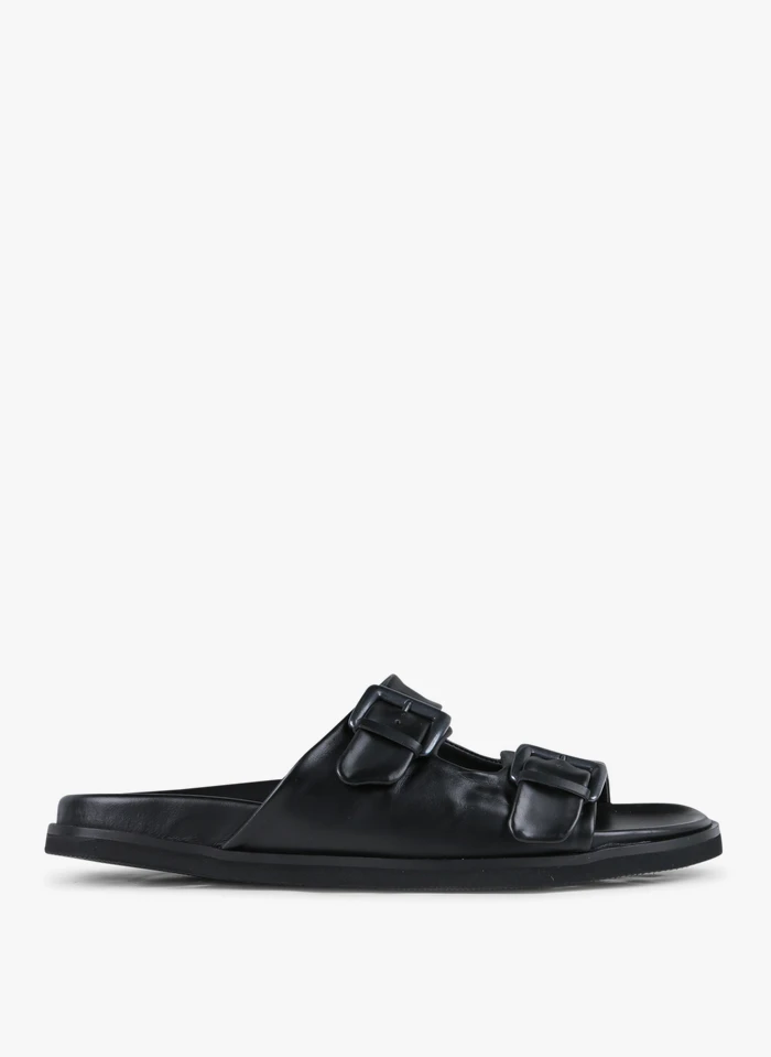 SHIRO - Platte, Leren Slippers | Zwart 3 SHIRO - Platte, Leren Slippers | Zwart