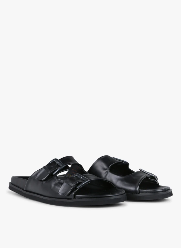 SHIRO - Platte, Leren Slippers | Zwart 4 SHIRO - Platte, Leren Slippers | Zwart - Afbeelding 2