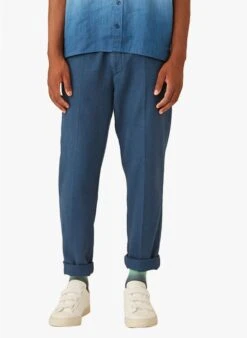 DARIO - Rechte, Katoenen Broek Met Textuur | Blauw -Havaianas Shop 4213062