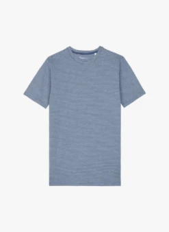 Knowledge Cotton Apparel ALDER - Recht, Gestreept T-shirt Vna Biokatoen Met Ronde Hals | Blauw